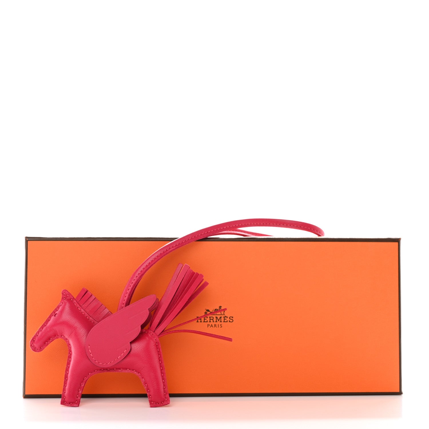 Hermes Milo Lambskin Grigri Rodeo Pegase Horse Bag Charm PM Framboise 6 of 6