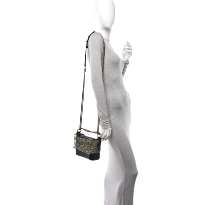 Chanel Tweed Calfskin Quilted Small Gabrielle Hobo Black Gold 2 of 14