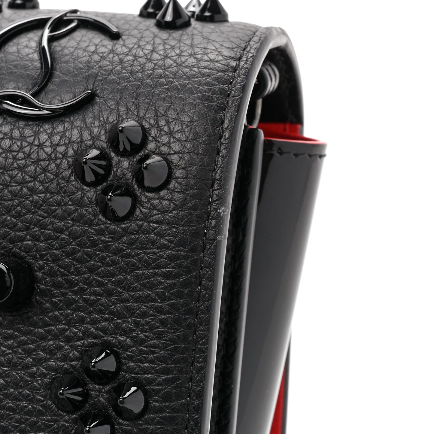 Calfskin Spikes Loubinthesky Paloma Clutch Black