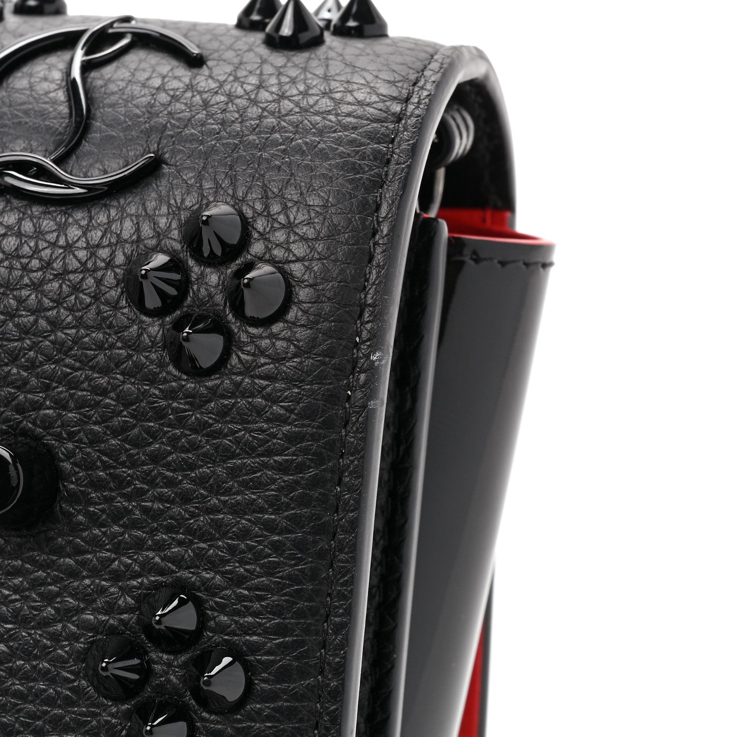 Christian Louboutin Calfskin Spikes Loubinthesky Paloma Clutch Black 12 of 12