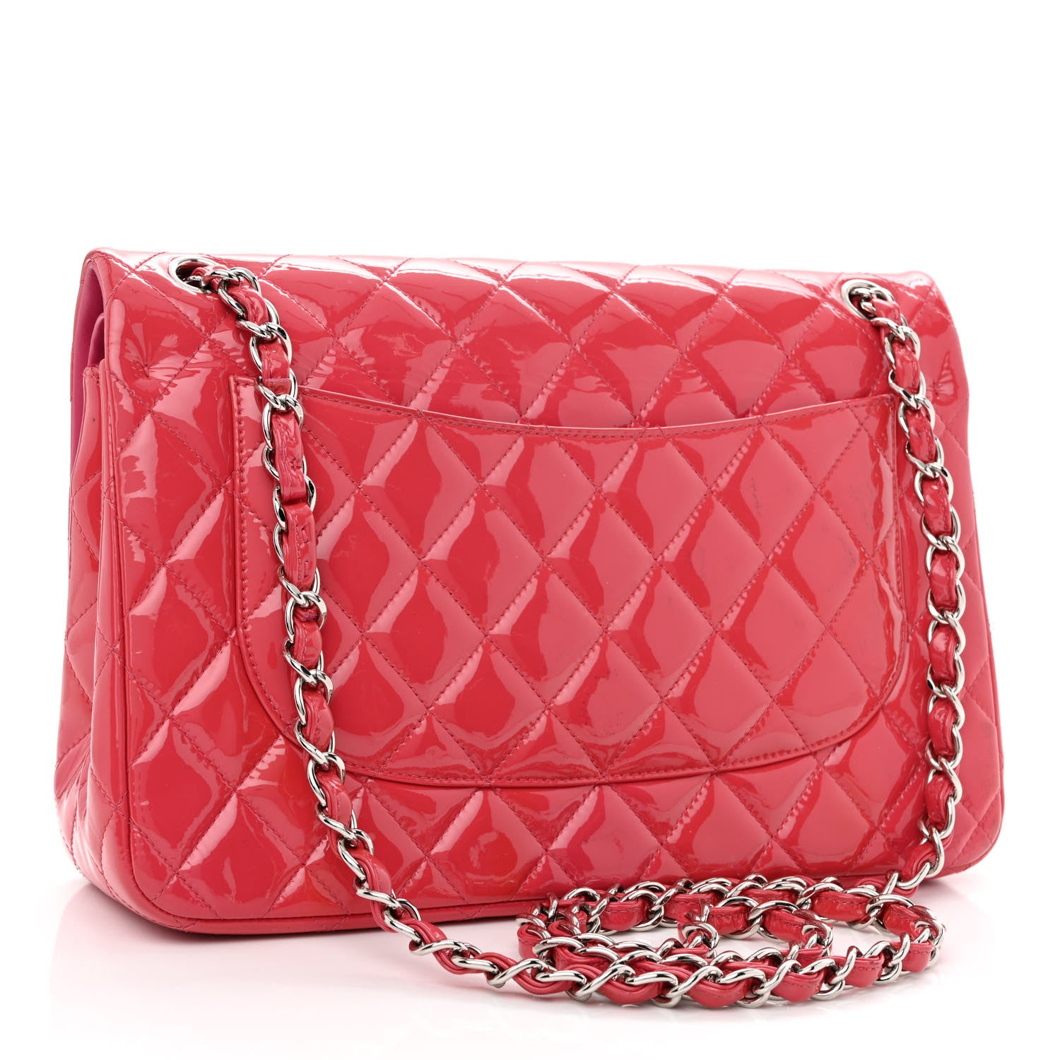 Chanel Patent Quilted Jumbo Double Flap Pink 3 of 15