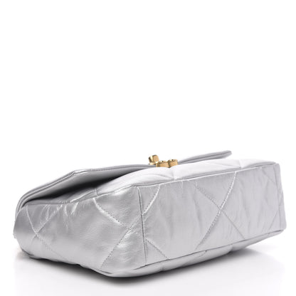 Chanel Metallic Goatskin Quilted Medium 19 Flap Silver 4 of 11