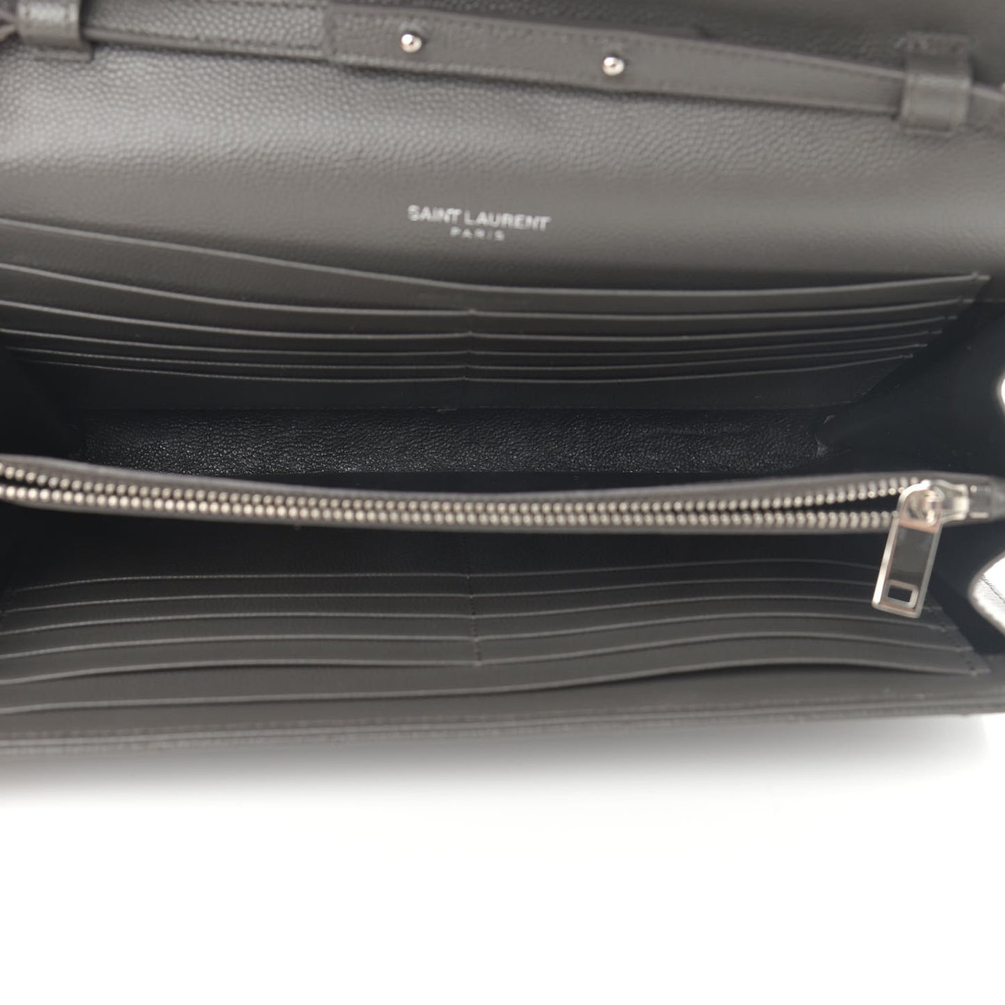 Grain De Poudre Matelasse Chevron Monogram Chain Wallet Grey