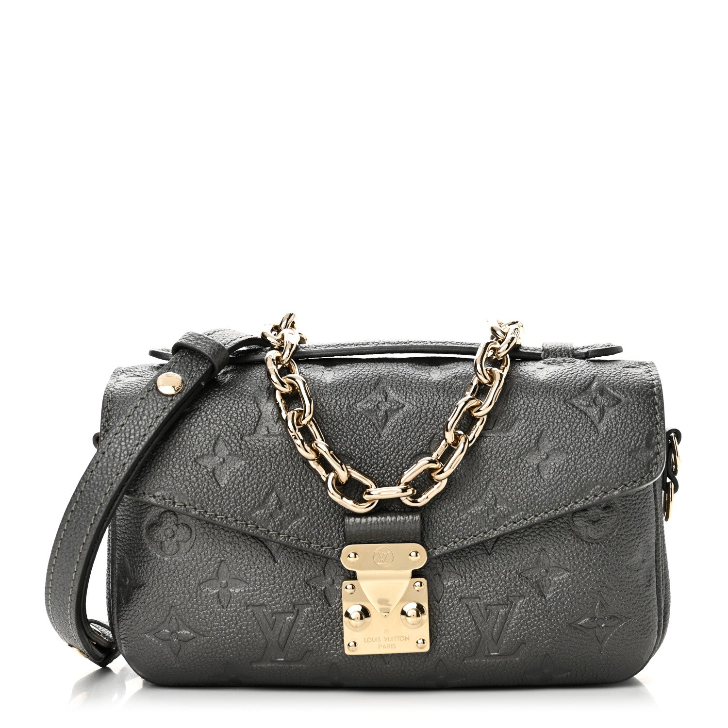 Louis Vuitton Shimmery Empreinte LV Ski Pochette Metis East West Gun Metal 1 of 9