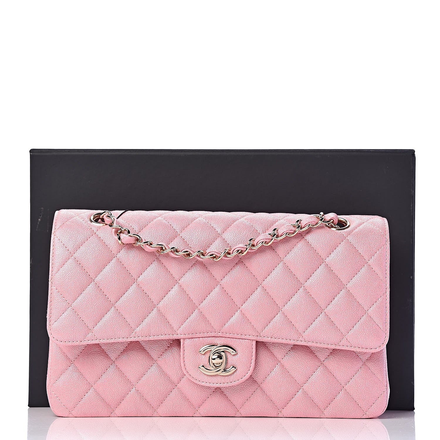 Chanel Iridescent Caviar Quilted Medium Double Flap Rose Pink 11 of 11