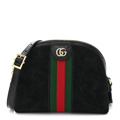 Gucci Suede Patent Web GG Small Ophidia Dome Shoulder Bag Black 1 of 10