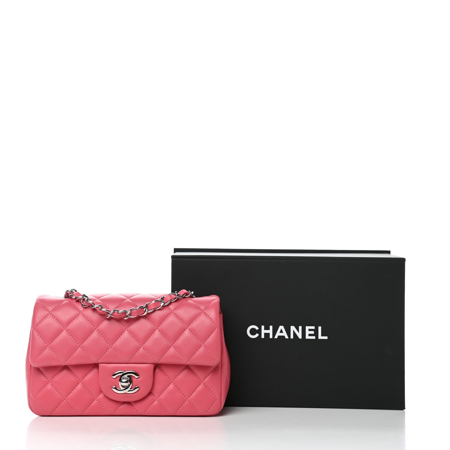 Chanel Lambskin Quilted Mini Rectangular Flap Pink 11 of 11