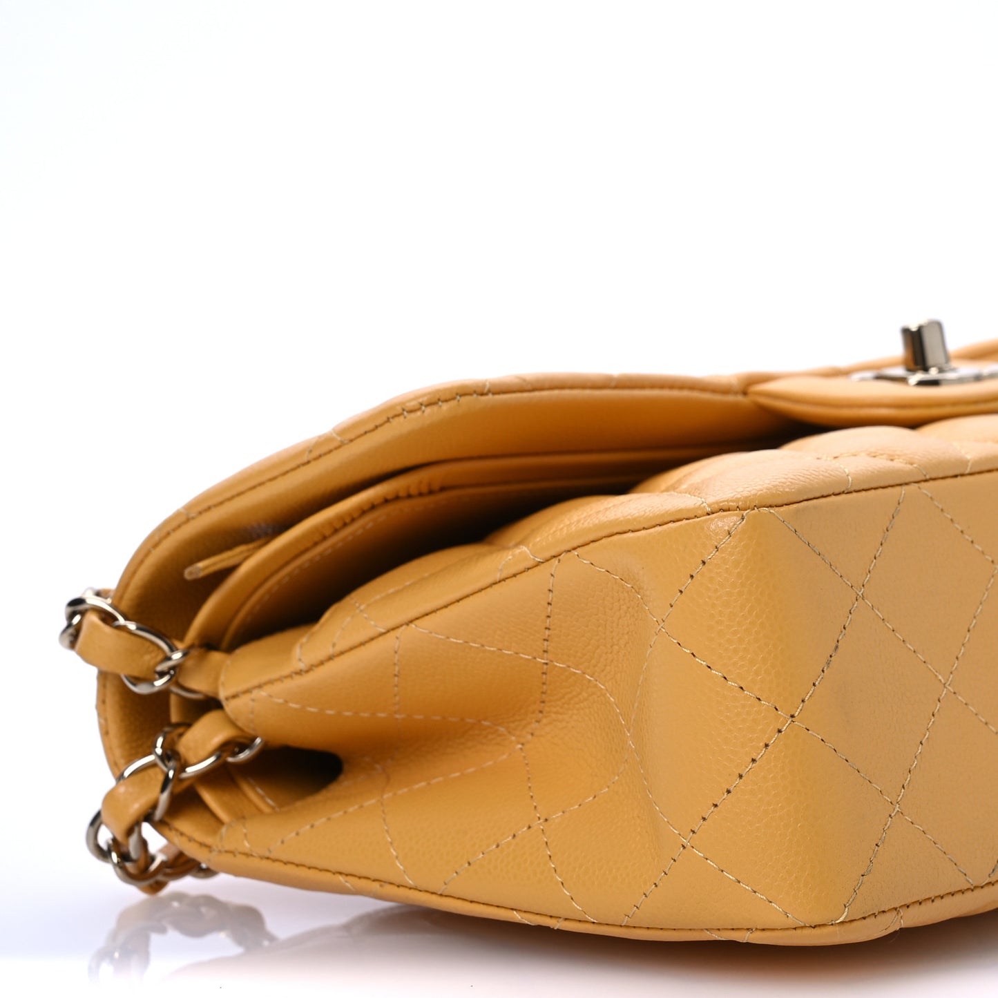 Caviar Quilted Small Double Flap Yellow