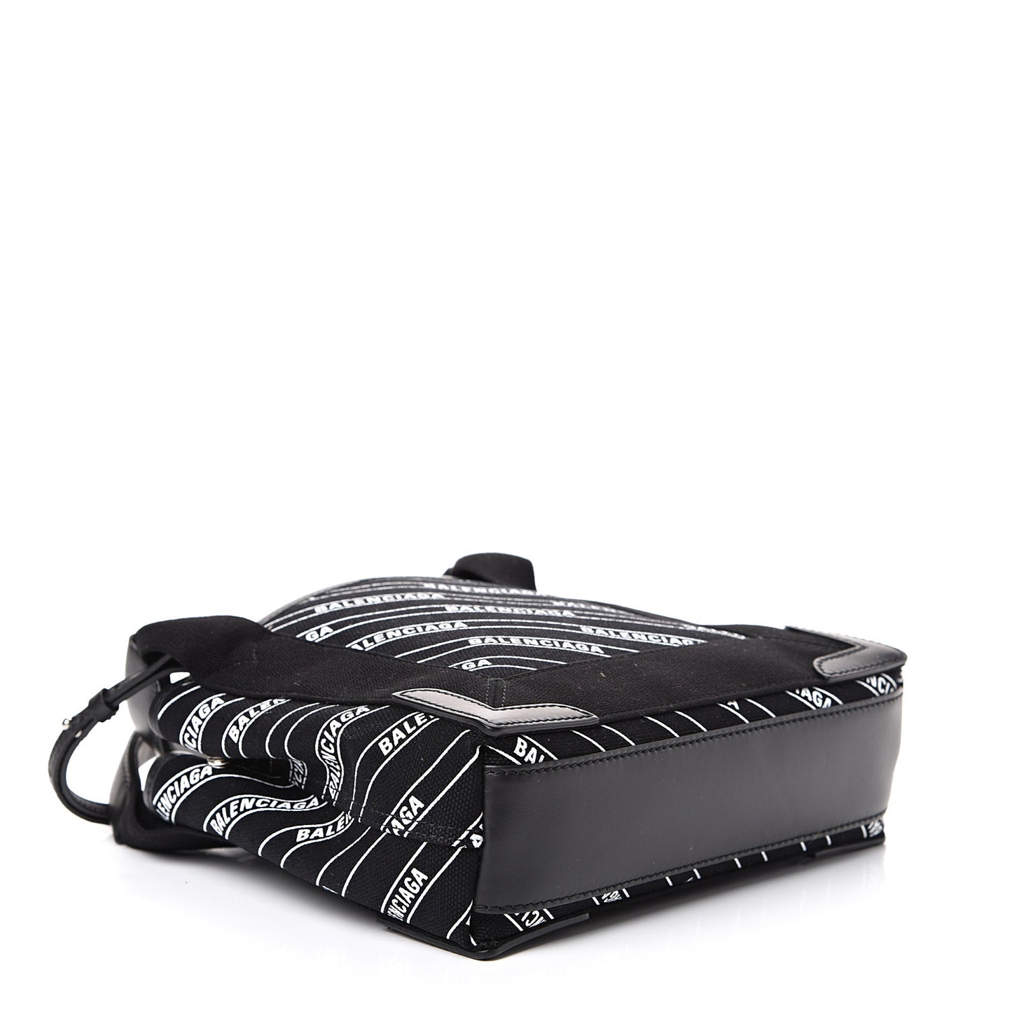 Cotton Canvas Calfskin Logo Print Navy Cabas XS Black White