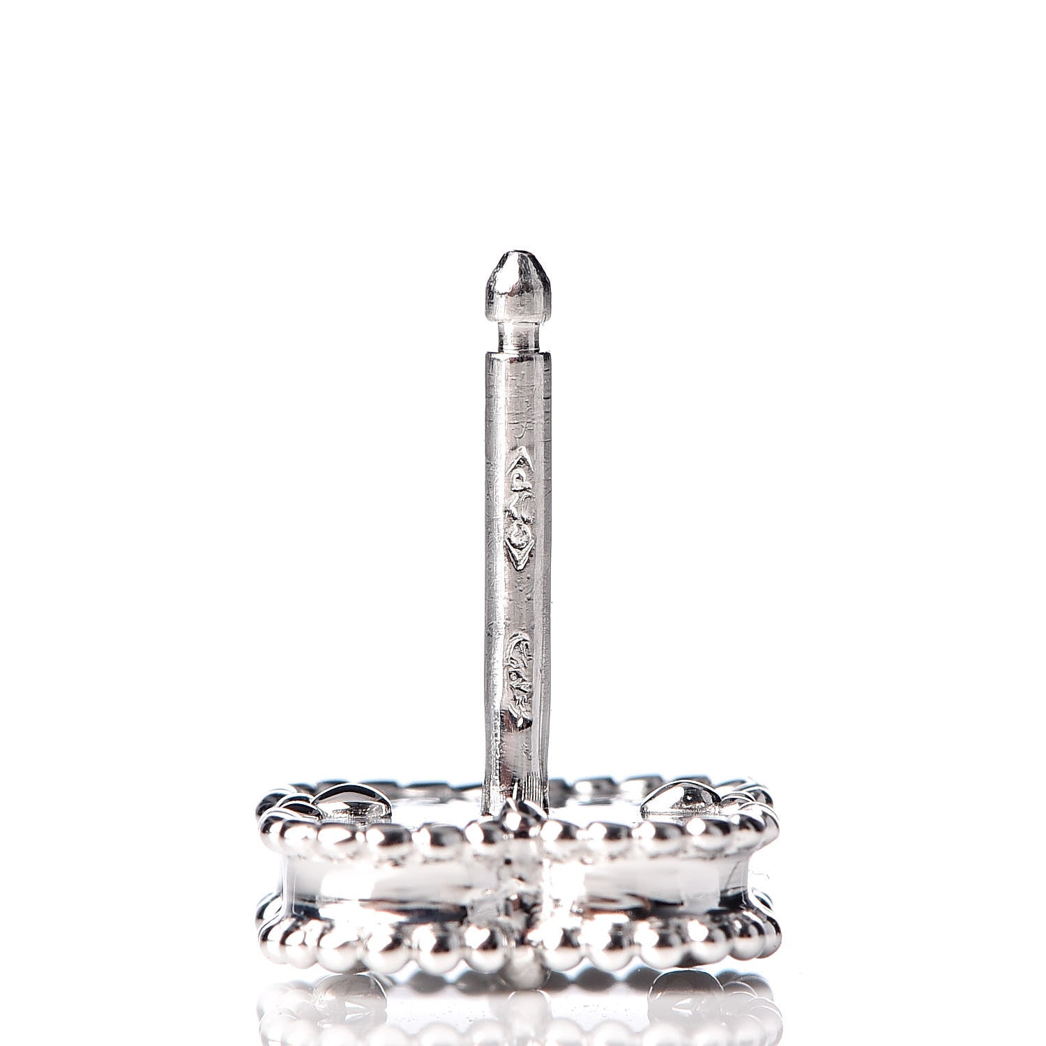 Van Cleef & Arpels 18K White Gold Mother of Pearl Sweet Alhambra Earrings 5 of 5