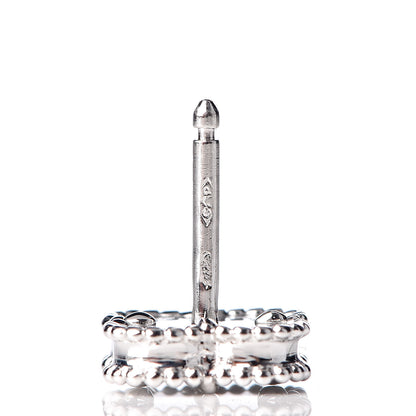 Van Cleef & Arpels 18K White Gold Mother of Pearl Sweet Alhambra Earrings 5 of 5