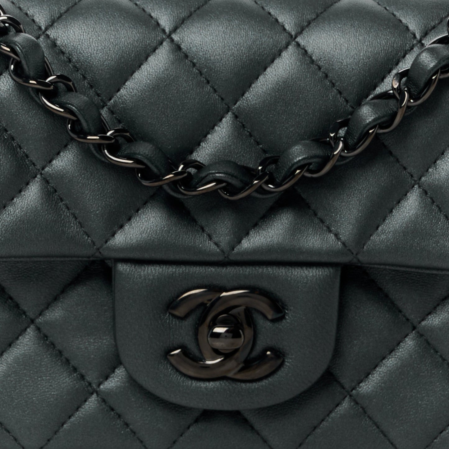 Lambskin Quilted Mini Rectangular Flap So Black