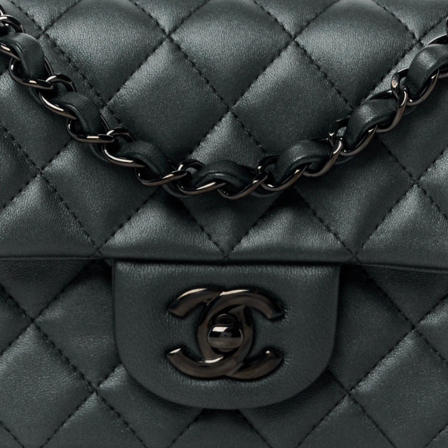 Chanel Lambskin Quilted Mini Rectangular Flap So Black 9 of 12