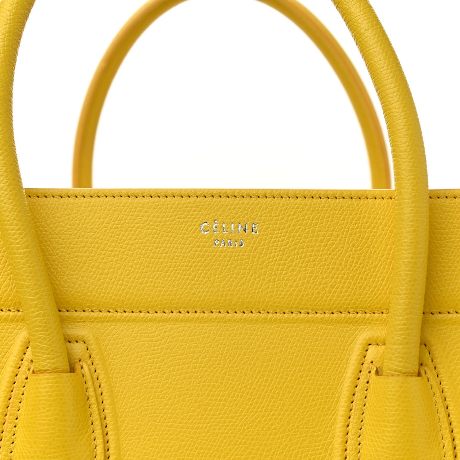 Celine Grained Calfskin Medium Phantom Luggage Yellow 7 of 10