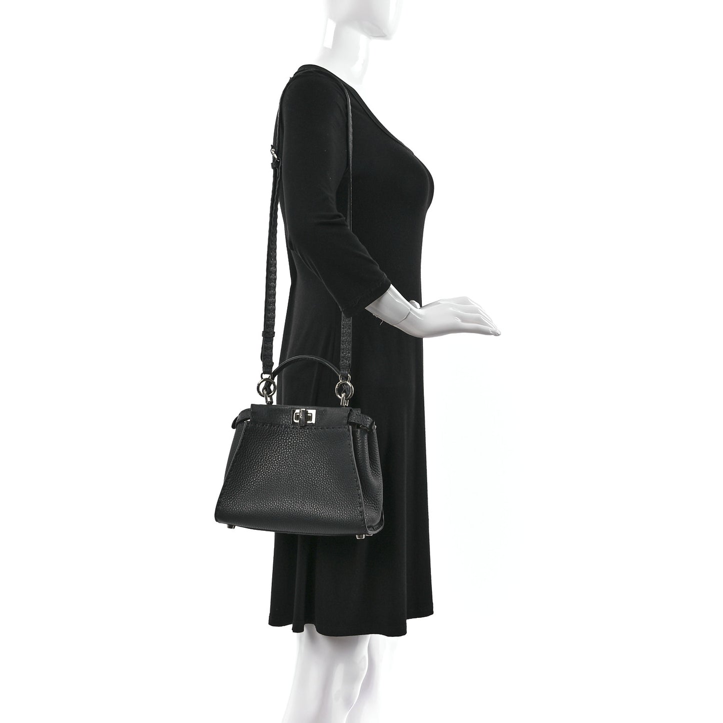 Cuoio Romano Selleria Bi-Color Mini Peekaboo Iconic Satchel Asfalto Latte