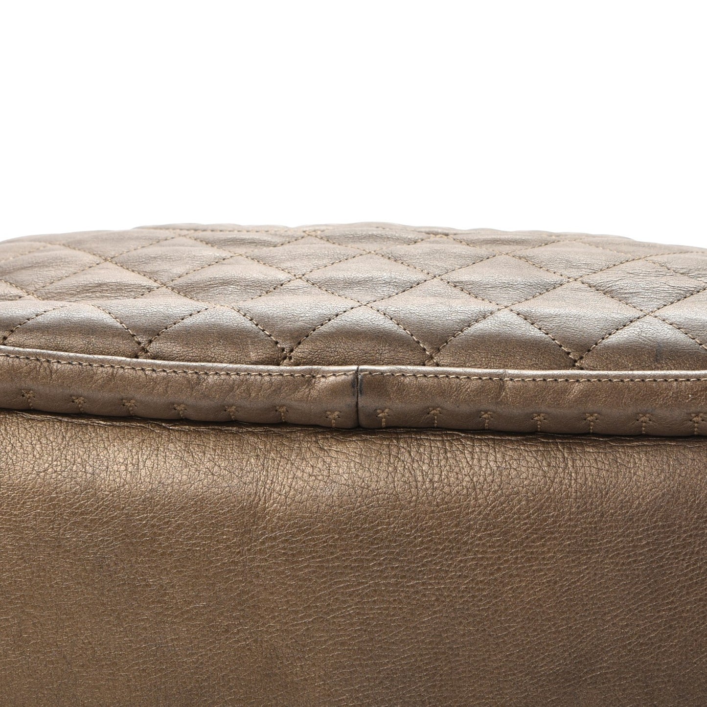 Metallic Calfskin Quilted Large Istanbul Tote Gold