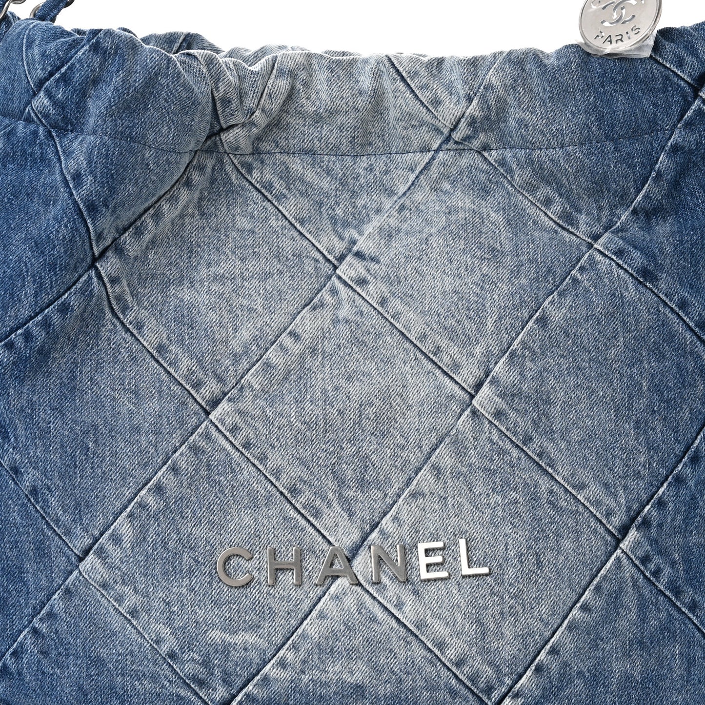 Denim Quilted Chanel 22 Blue
