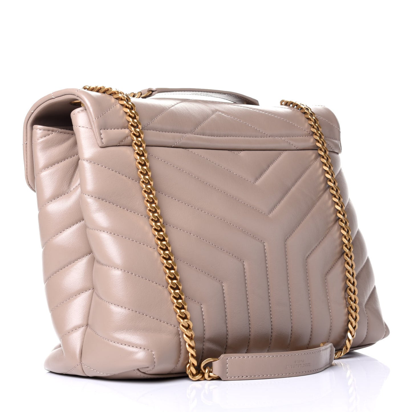 Calfskin Y Quilted Monogram Medium Loulou Chain Satchel Dusty Grey