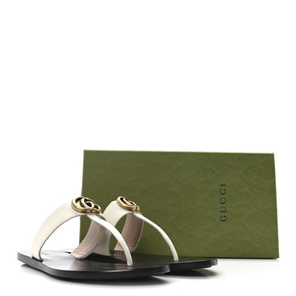 Gucci Calfskin GG Marmont Thong Sandals 38.5 Mystic White 9 of 9
