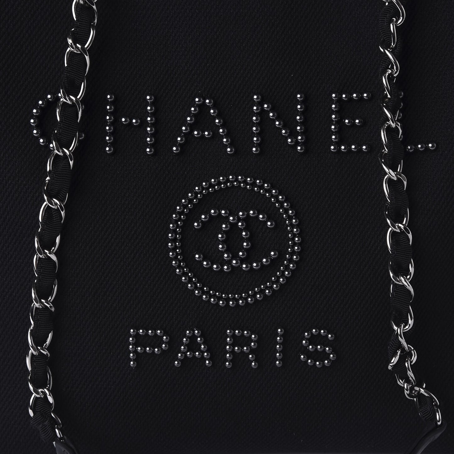 Canvas Pearl Medium Deauville Tote Black