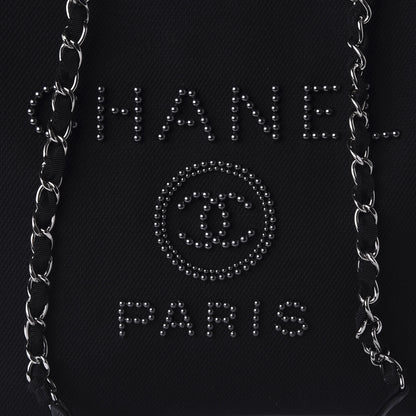 Chanel Canvas Pearl Medium Deauville Tote Black 10 of 11