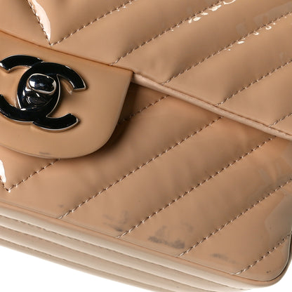 Chanel Patent Chevron Quilted Mini Rectangular Flap Beige 9 of 9