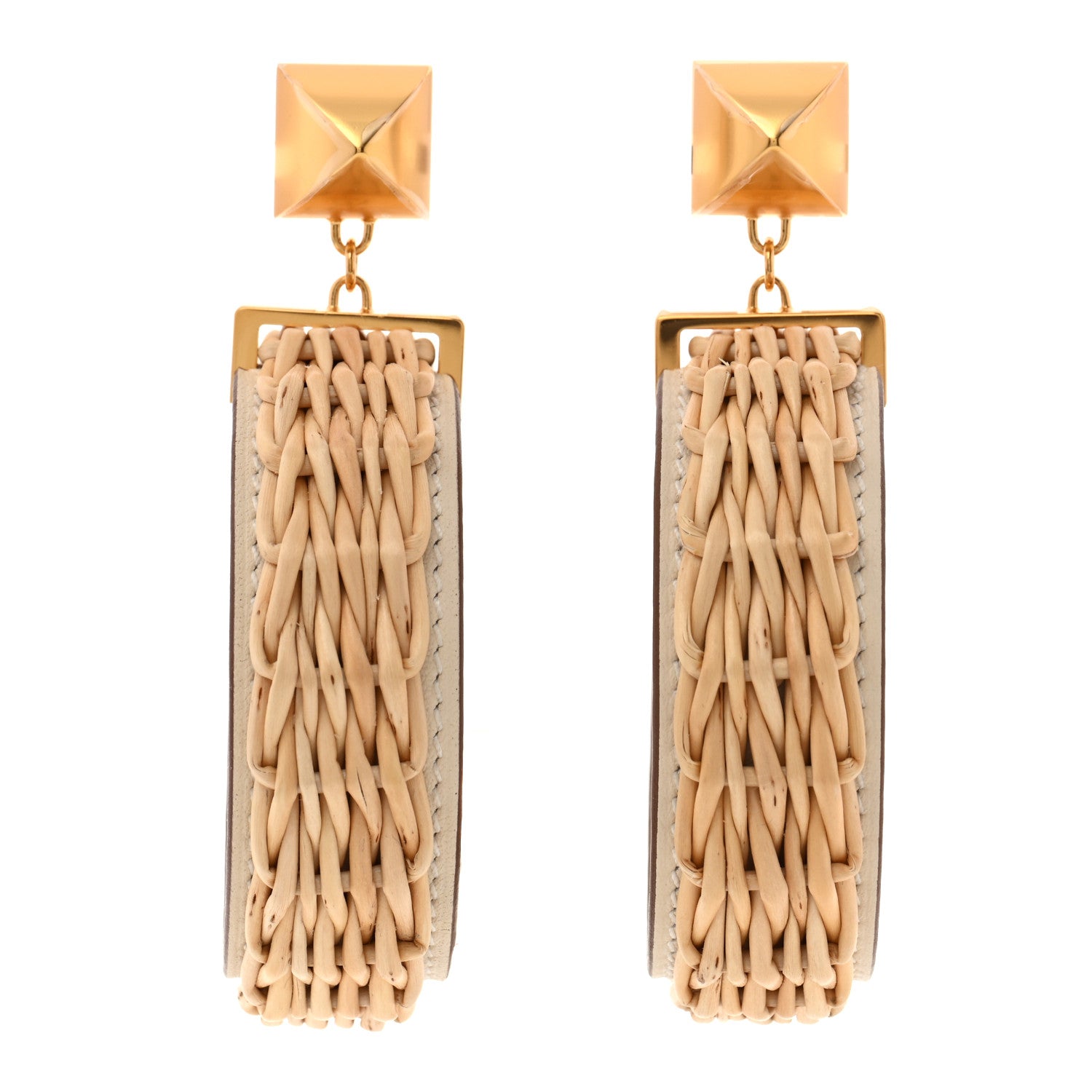 Hermes Wicker Swift Medor Picnic Earrings GM Nata 1 of 6