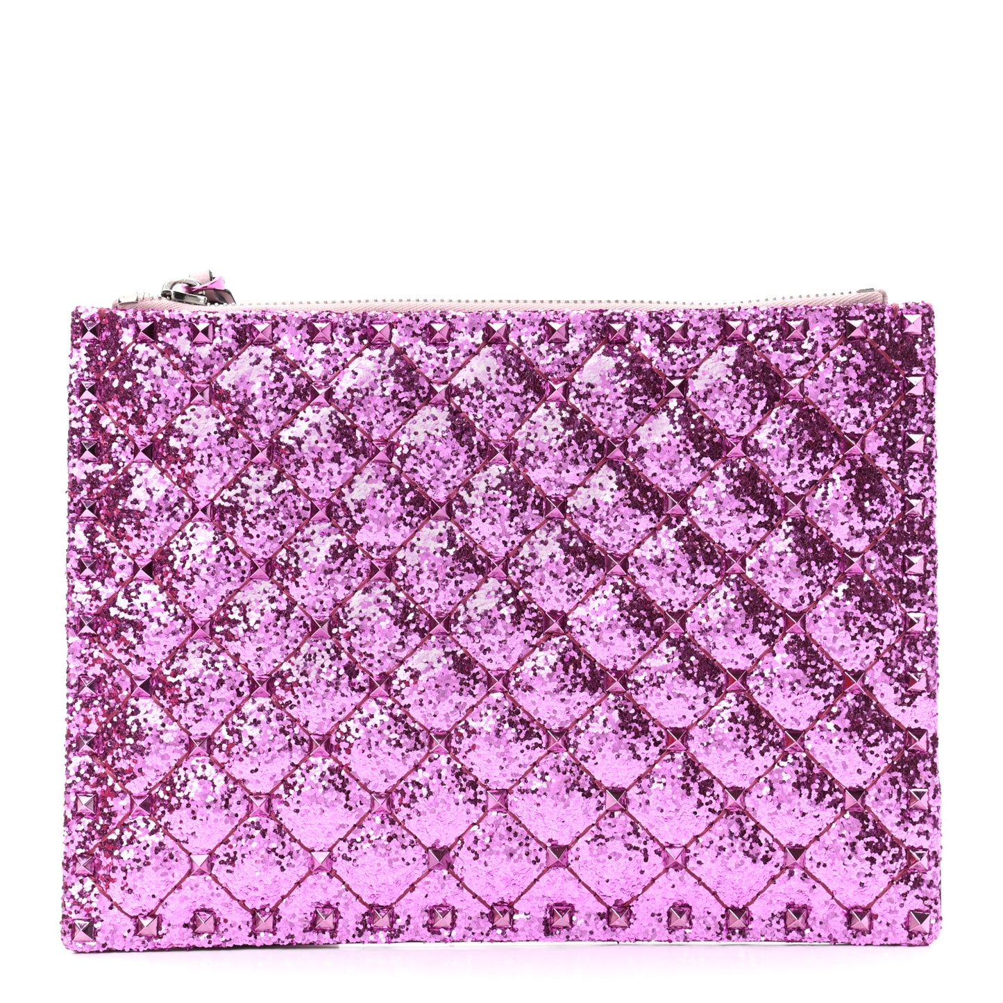 Glitter Rockstud Spike Zip Pouch Water Lilac