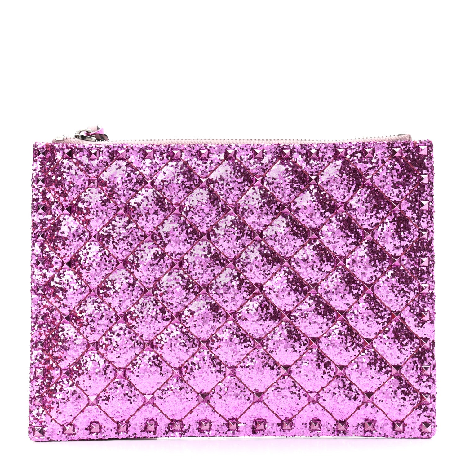 Valentino Garavani Glitter Rockstud Spike Zip Pouch Water Lilac 1 of 7