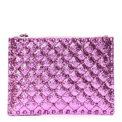 Valentino Garavani Glitter Rockstud Spike Zip Pouch Water Lilac 1 of 7