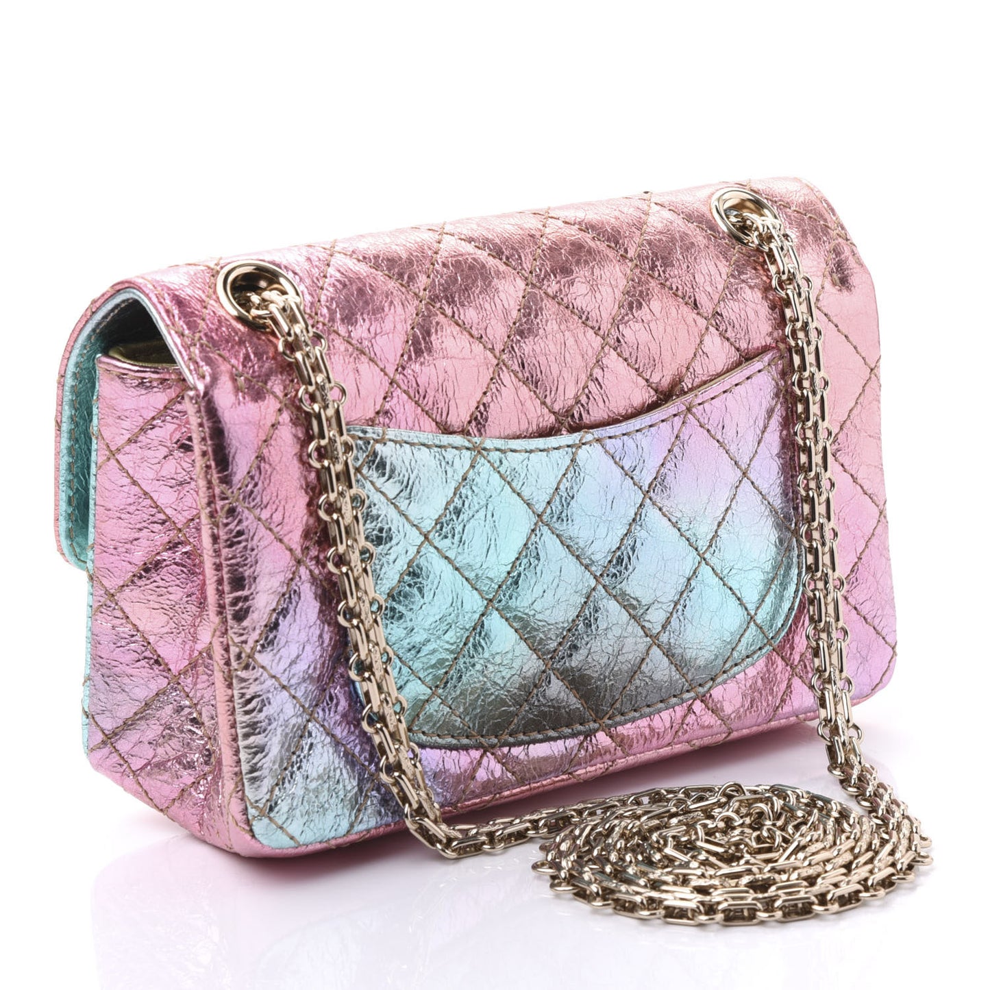 Metallic Goatskin Quilted Mini 2.55 Reissue Flap Multicolor