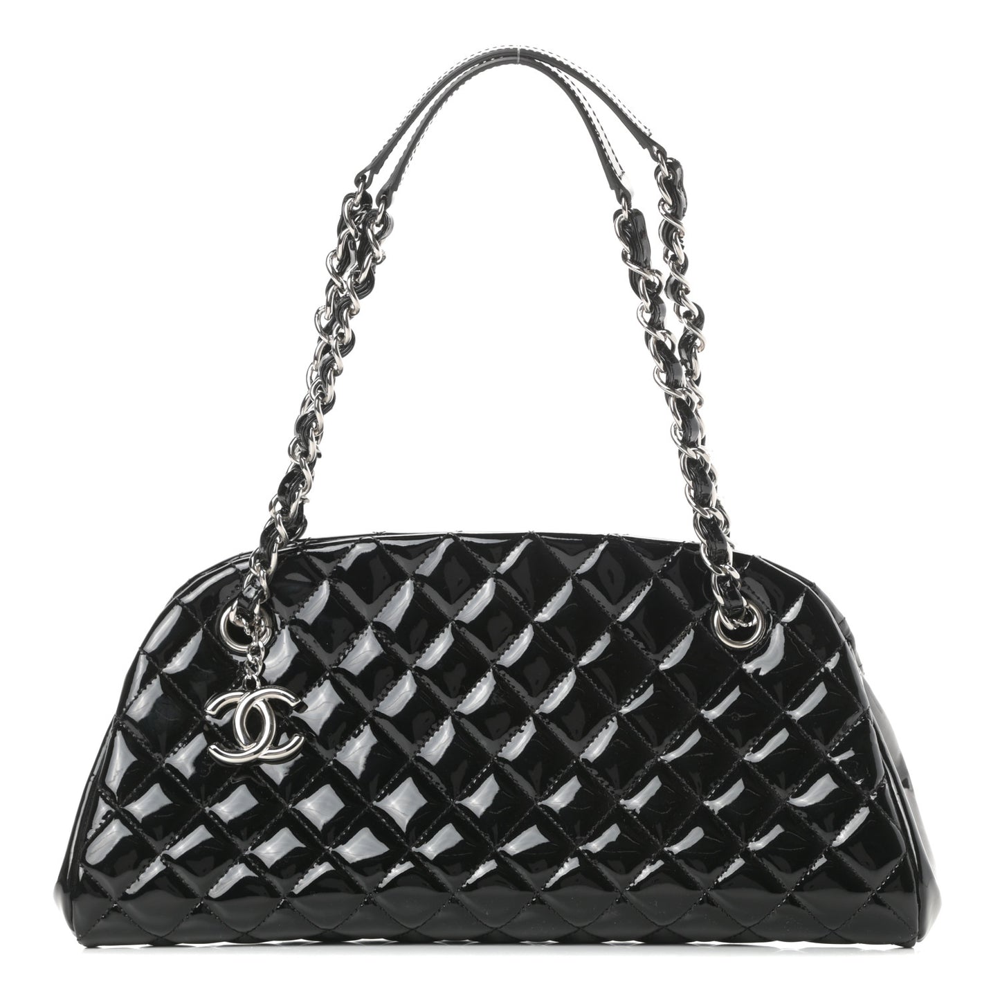 Patent Quilted Medium Just Mademoiselle Bowling Bag Black