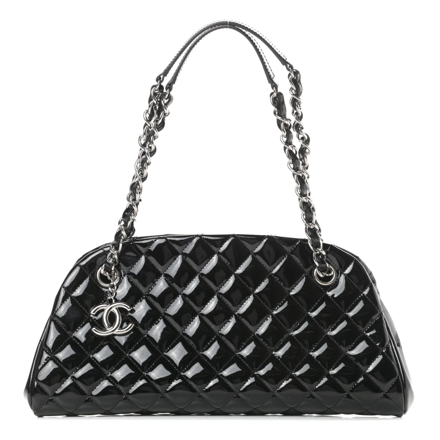 Chanel Patent Quilted Medium Just Mademoiselle Bowling Bag Black 1 of 10
