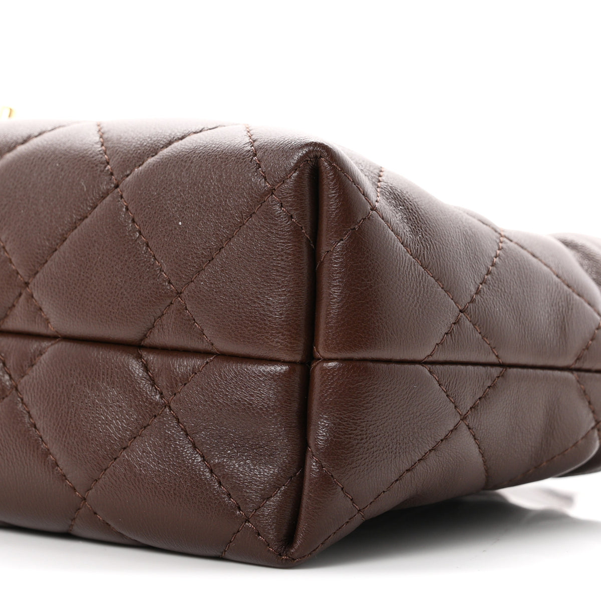 Chanel Lambskin Quilted CC Drawstring Flap Clutch With Strap Brown 19 of 21