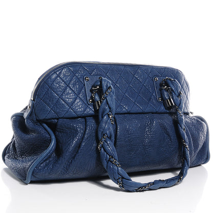 Chanel Leather Lady Braid Large Satchel Navy Blue 3 of 7