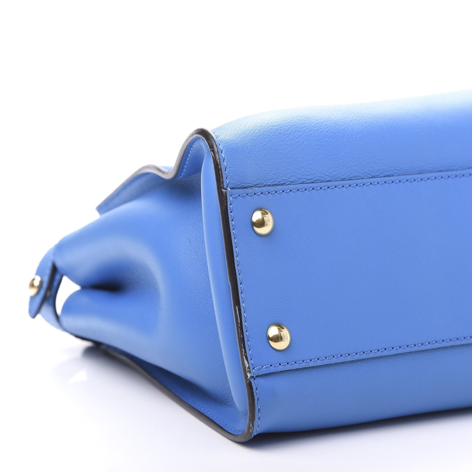 Fendi Vitello Seta Medium Peekaboo Iconic Satchel Blue Royal 9 of 12