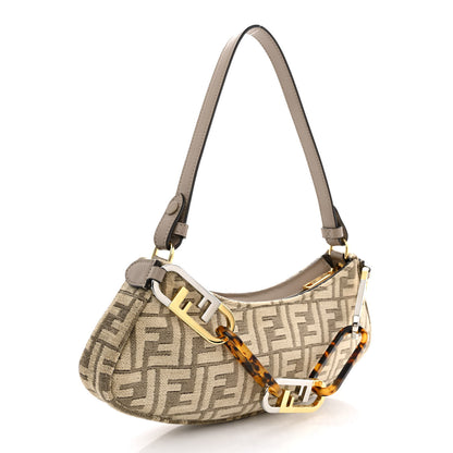 Fendi Chenille Vitello King Plexiglass FF O'Lock Swing Tortora Nuvola 3 of 12