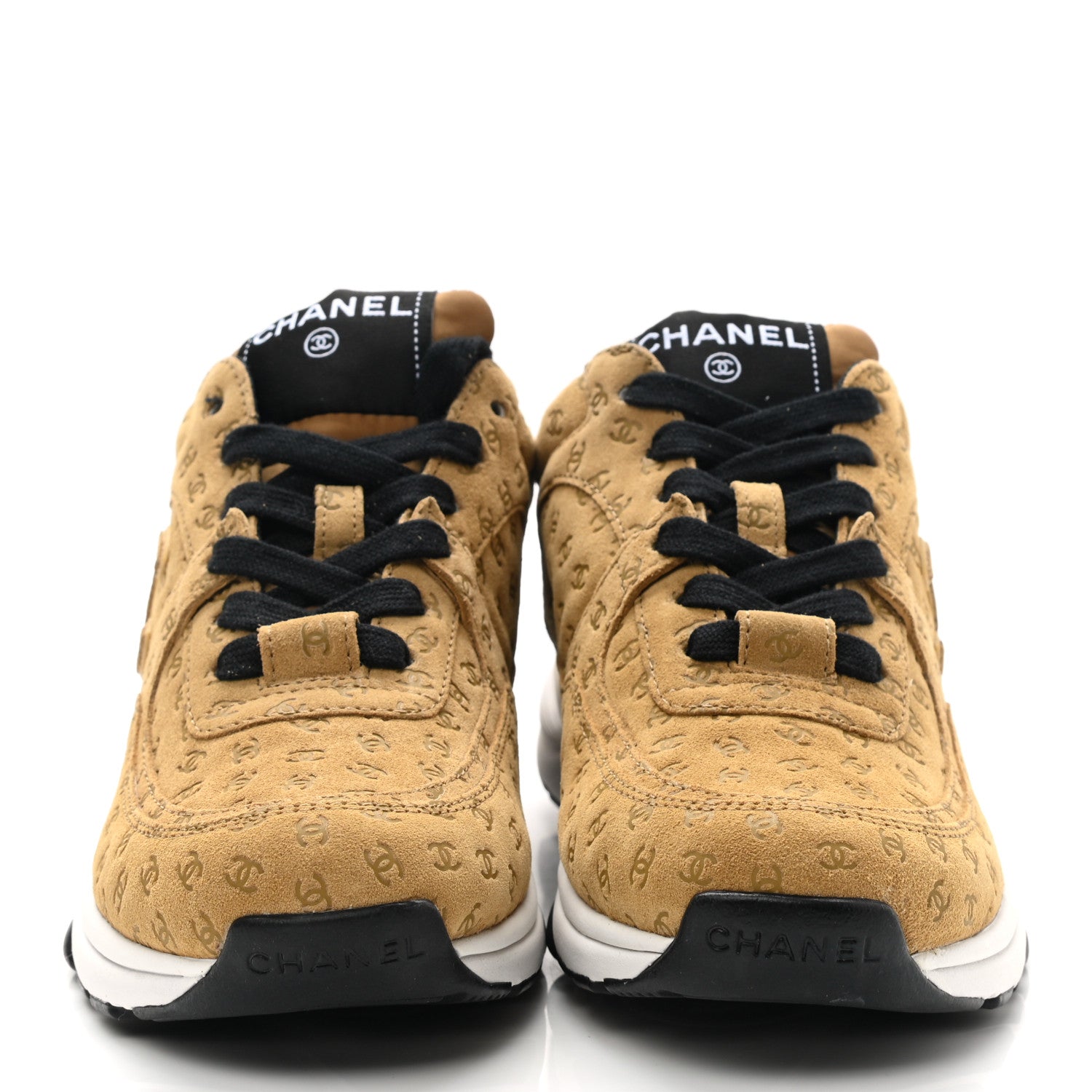 Chanel Suede Calfskin Printed CC Sneakers 36 Beige 2 of 8