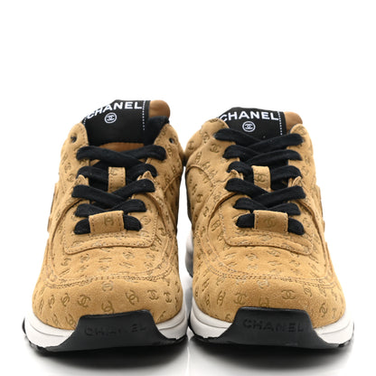 Chanel Suede Calfskin Printed CC Sneakers 36 Beige 2 of 8