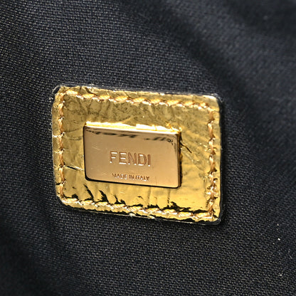 Fendi Laminated Craquele Lambskin Large Flat Pouch  Gold 6 of 8