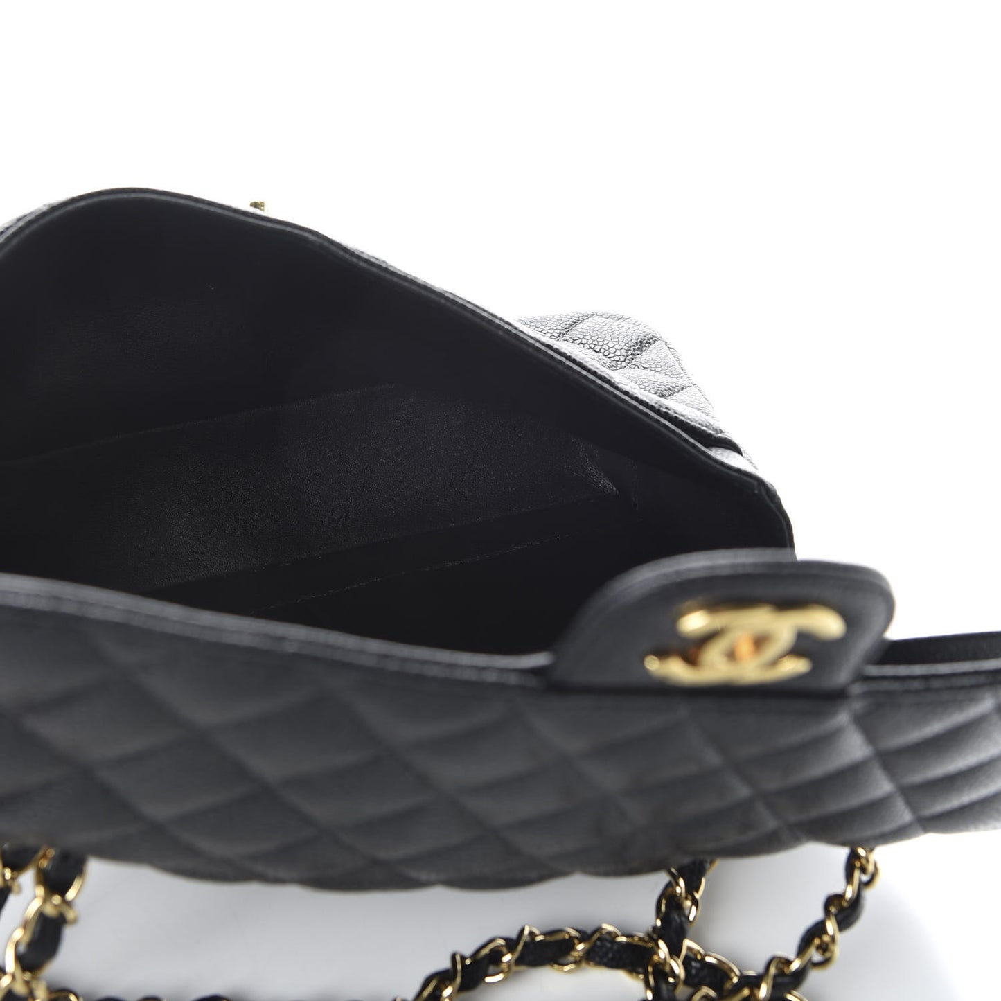 Caviar Quilted Medium Double Flap Black