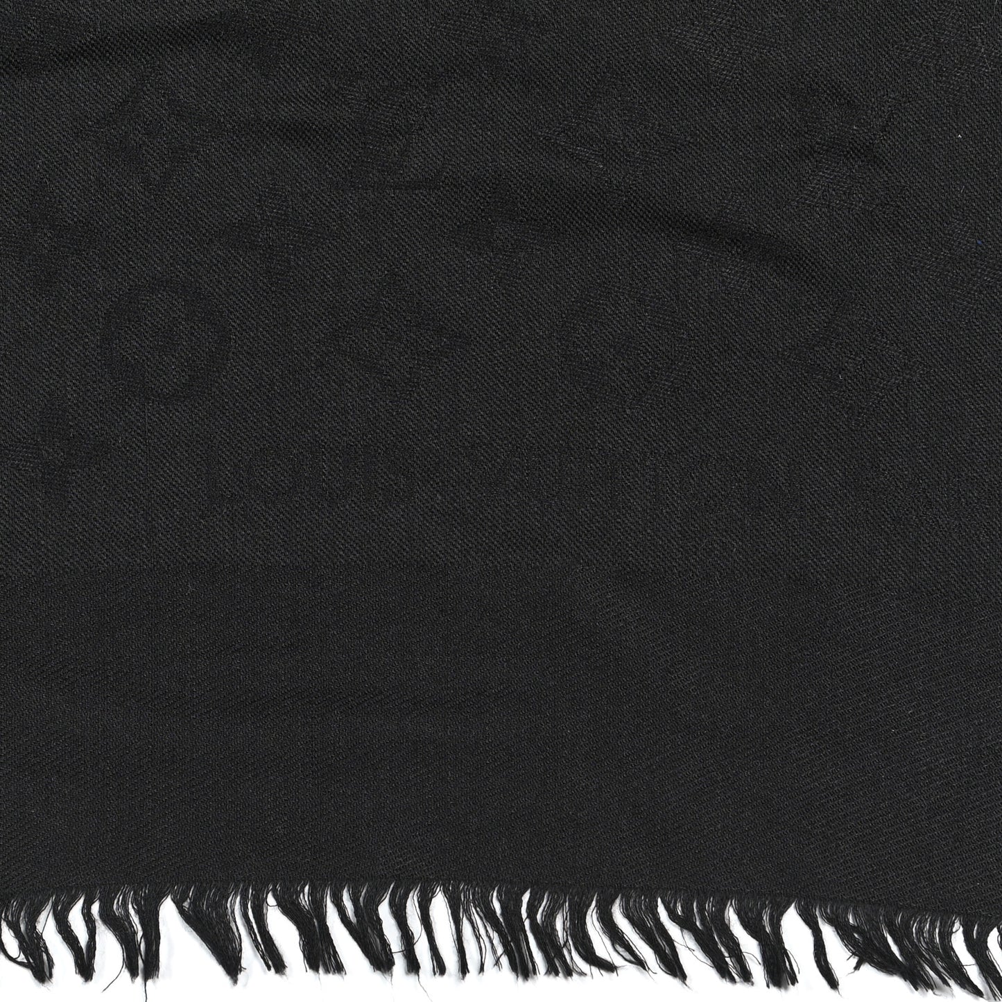 Silk Wool Monogram Shawl Black