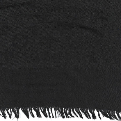 Louis Vuitton Silk Wool Monogram Shawl Black 2 of 7