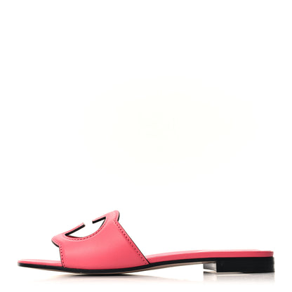 Gucci Cosmos Softy Calfskin Interlocking G Cut Out Slide Sandals 38.5 Rhodamine Pink 1 of 8