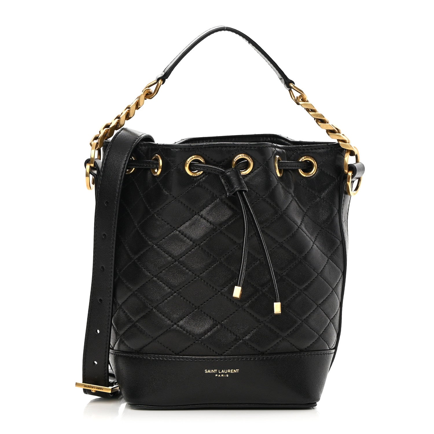 Saint Laurent Lambskin Quilted Small Emmanuelle Bucket Bag Black 1 of 10