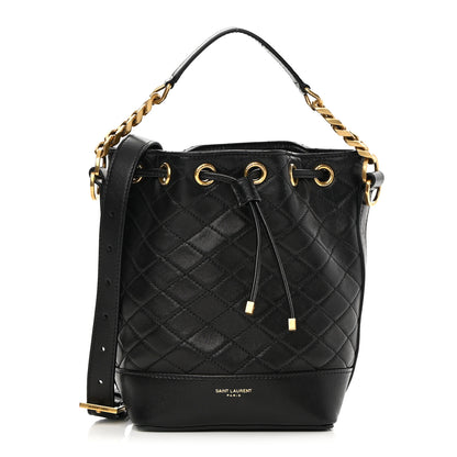 Saint Laurent Lambskin Quilted Small Emmanuelle Bucket Bag Black 1 of 10