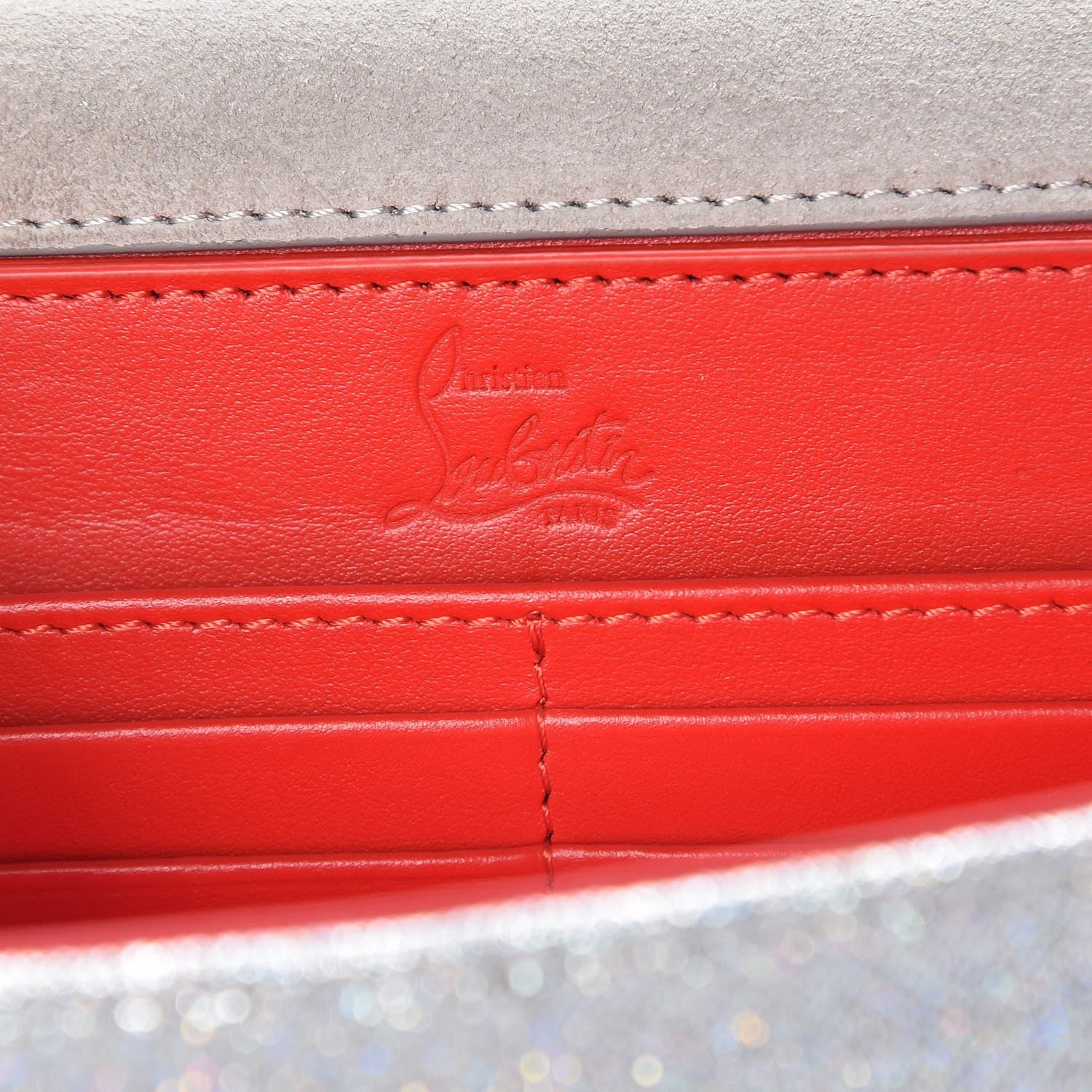 Christian Louboutin Glitter Fabric Vero Dodat Clutch Silver 6 of 6