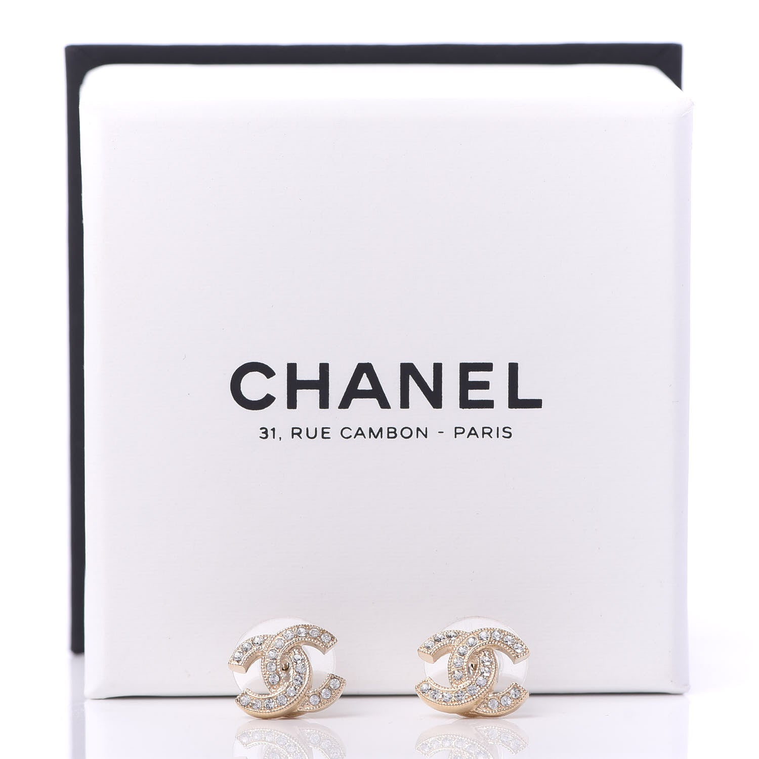 Chanel Crystal CC Earrings Gold 5 of 5
