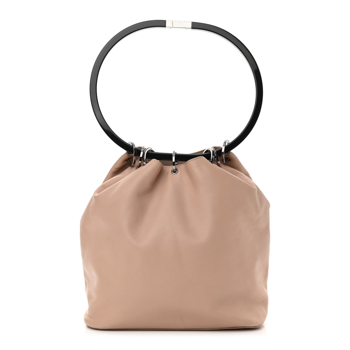 Calfskin Loop Bucket Tote Beige