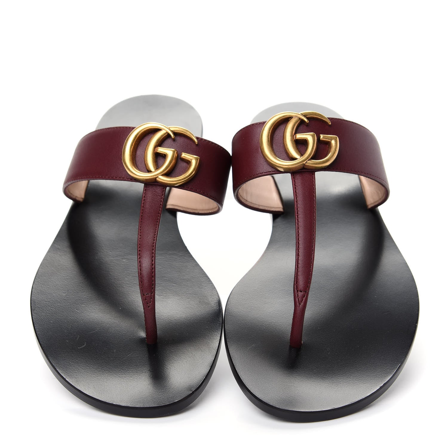 Gucci Calfskin GG Marmont Thong Sandals 36.5 Vintage Bordeaux 5 of 10